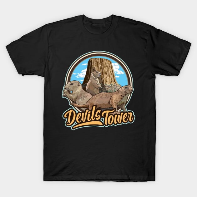 Prairie Dogs Devils Tower National Park Monument Wyomi T-Shirt by SuburbanCowboy